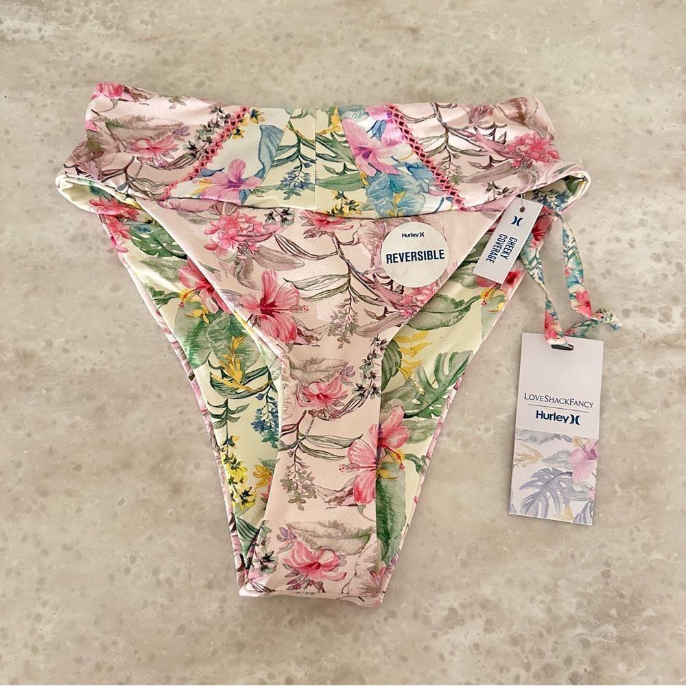 LoveShackFancy x Hurley Hawaiian Hibiscus Reversible Cheeky Bikini Bottoms